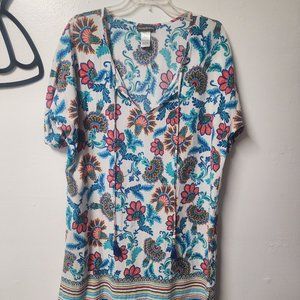 Tommy Bahama Fira Floral Paisley Print Rayon Dress Medium Summer Colors Festive